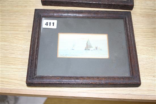 J. T. Macdonald (Exh 1889-1919) three watercolours, Shipping off the coast and Coastal landscapes, two signed and dated 1900, largest 6